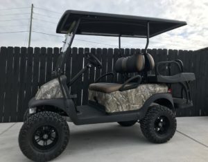 Camo Lifted Golf Cart for Sale Side