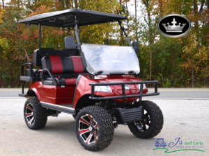 Candy Apple Red EVolution Golf Cart with Lift Kit and Brush Guard