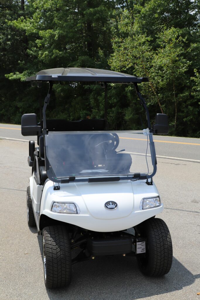 2023 White EVolution Golf Cart Front View