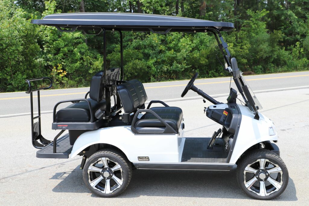 2023 White EVolution Golf Cart Side View
